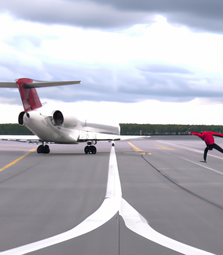 Daring Act: Man's Wild Dash Towards Airplane on Airport Runway