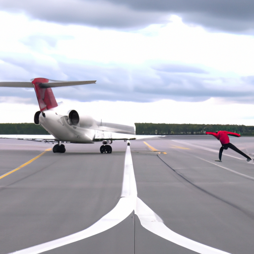 Daring Act: Man's Wild Dash Towards Airplane on Airport Runway